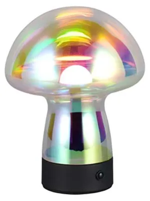 Immagine prodotto di Lampada da tavolo a LED, metallo, nera, vetro iridescente, H 18 cm