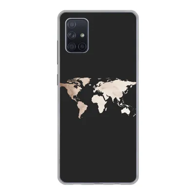 Produktbild von MuchoWow® Handyhülle Schutzhülle Hülle für Samsung Galaxy A71 Weltkarte - Leder - Schwarz Silikon Softcase Handy Hülle - Kartenbesitzer