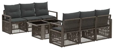 Produktbild von vidaXL Gartensofa-set 7 stk. Grau und Dunkelgrau Poly-Rattan
