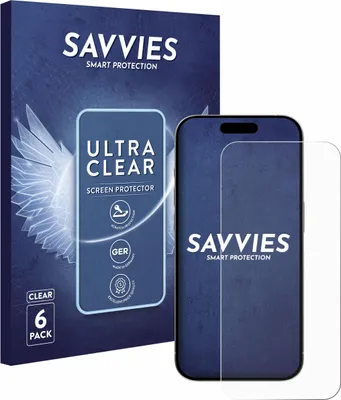 Produktbild von 6x Für Apple iPhone 15 / 15 Pro Schutzfolie Savvies Displayschutz Display Schutz Folie Klar Transparent