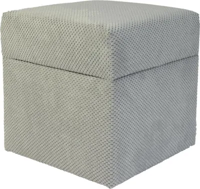 Obrázok produktu pre Zamatová stolička ZEFIR DOT 40x40 cm štvorcová s úložným priestorom - rozkladacia čalúnená stolička do obývačky - svetlosivá