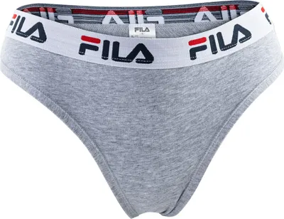 Produktbild von FILA Damen Brazilian Slip - Panty, Logo-Bund, Baumwolle Stretch, einfarbig, XS-XL Grau S