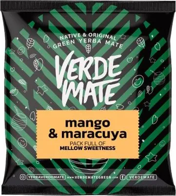 Produktbild von Verde Mate - Mate Tee Probe Mango, Maracuya 50g - 5mm Dicke Blätter, Staubfrei - Belebend, Mild - Exotisch - Luftgetrocknet - Yerba Mate Brasilien