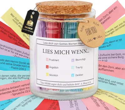 Produktbild von Glas mit Bibelversen, Deutsch LIES MICH WENN Bibel Verse im Glas, mit Hoffnung, Ostern Christliche Geschenke für Frau Man (Deutsch) Deutsch