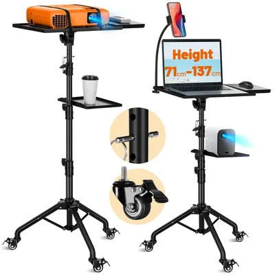 Image de Omgoods - Support de projecteur réglable avec roulettes pivotantes à 360°