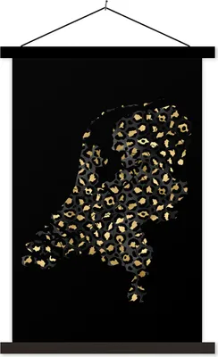 Produktbild von MuchoWow® Textilposter Karte von Europa - Niederlande - Panther Druck 120x180 cm mit schwarzem Rahmen - Fotos