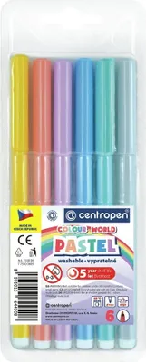 Immagine prodotto di Pennarello Centropen 7550, lavabile, miscela di pastelli, set da 6