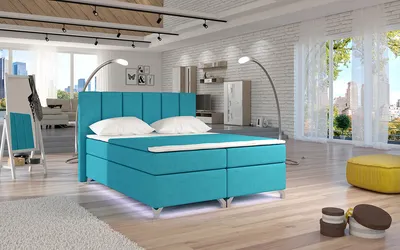 Produktbild von NABBI Gepolstert Doppelbett mit Stauraum Barino 140 - hellblau