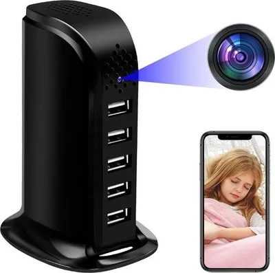 Image de Caméra de surveillance cachée 1080p Full HD sans fil avec Wi-Fi 5G, détection de mouvement et recharge USB rapide