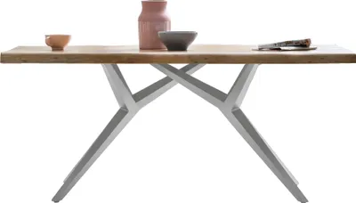 Produktbild von SIT Möbel Esstisch | Platte 56 mm | Mango-Holz mit Baumkante natur | 160 x 90 cm | Gestell Metall antiksilbern | B 160 x T 90 x H 75 cm | 15280-40 | Serie TABLES & CO