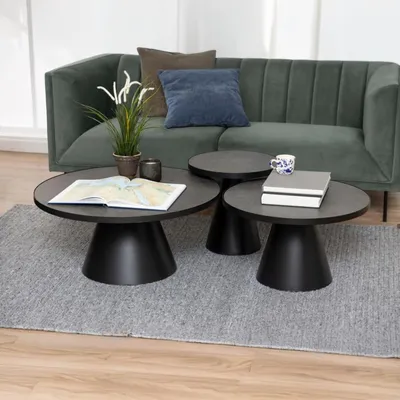 Productafbeelding van Salontafel Sjors Keramiek Zwart Fairba Ø85,7x40cm - Giga Living