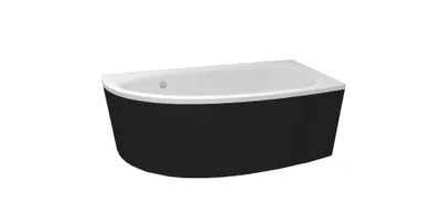 Produktbild von Badewanne - Asymetrisch Milena 150X70 cm RECHTS mit Ablaufgarnitur und Füßen (mit Schwarz Schürze)