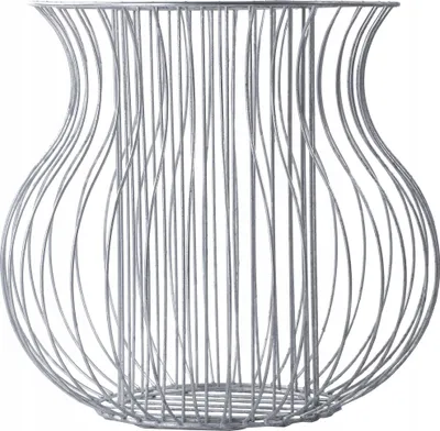 Produktbild von KADAX Gabione aus verzinktem Stahl "Avene", Gabionentopf, runder Drahtkorb, Pflanzenkorb, Blumentopf, Silber, 21 cm