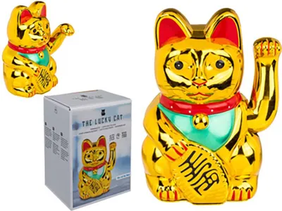 Produktbild von Dekoelement Winkekatze 20 cm gold