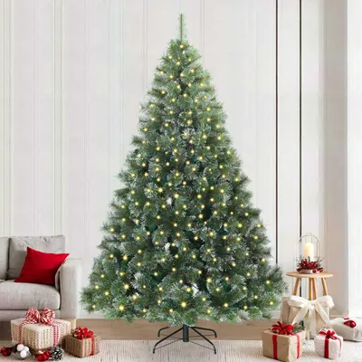 Obrázok produktu pre Nábytok Umelý vianočný stromček s 300 LED diódami zelený 240 cm PE a PVC - Vianočné girlandy 3397870