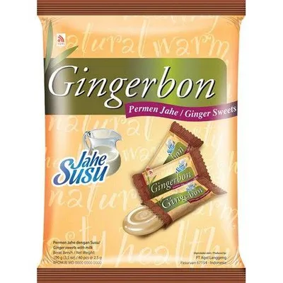 Zdjęcie produktu dla Gingerbon – cukierki imbirowe o smaku mlecznym (Jahe Susu) 100 g
