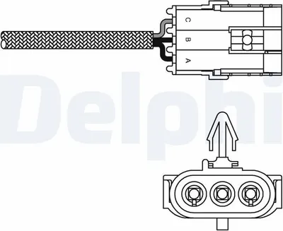 Produktbild von DELPHI Lambdasonde für RENAULT CLIO II (BB0/1/2, CB0/1/2) vor-Kat Beheizt 700mm ES10995-12B1