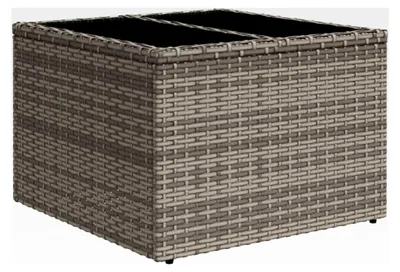 Produktbild von Garten-Cafe-Tisch aus PE-Rattan mit Glasplatte, grau, 55x55x37 cm
