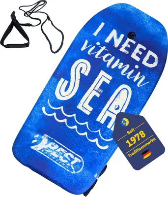Produktbild von Best Sporting Bodyboard Kinder in tierischem Hai-, Delfin- oder Schildkröten-Design I Surfbrett Kinder 92 x 46 x 5 cm bis 75 kg I Surfboard Kinder I Body Board Kinder I Bodyboards fürs Surfen, Design:I NEED VITAMIN SEA