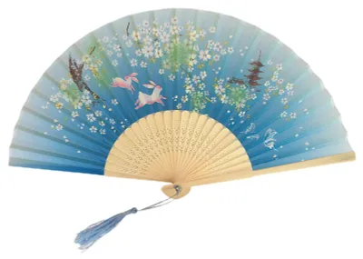 Produktbild von Chinesischer Seidenfächer mit Quasten, elegante Handwerkskunst, robust und flexibel, aus Bambusknochen, perfekte Partydekoration.