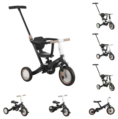 Zdjęcie produktu dla Rower trójkołowy Kikkaboo Flip 5 w 1 stalowa rama antypoślizgowe uchwyty regulowany kabriolet czarny