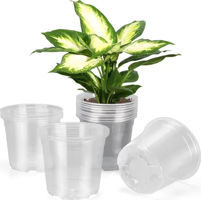 Produktbild von 15,2 cm große, transparente Pflanztöpfe mit Drainage, 20 Stück Kunststofftöpfe für Pflanzen, ideale Sämling-Töpfe und Pflanztöpfe für Gemüse, Orchideen, Aloe, Innen- und Außenbereich (15,2 cm