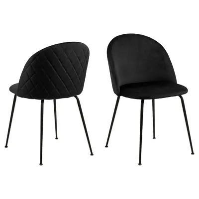 Produktbild von Schwarzer Velour-Polsterstuhl Luis | Metallrahmen | Black Red White