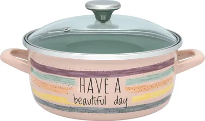 Produktbild von Divan Dan Metalac Emaille-Kochtopf 3,5 l mit Glasdeckel/22 cm/3,5 l
