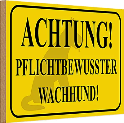 Produktbild von Holzschild Hinweis 30x20cm Achtung Wachhund pflichtbewusst