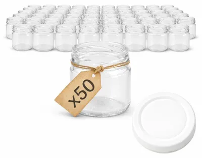 Produktbild von ART TWIST HOME Einmachgläser mit Schraubdeckel 50x 40 ml – Vorratsgläser Glasbehälter Vielseitige Robuste aus Dickem Glas - perfekt für Marmeladen Honig Säfte Gurken Konfitüren und Vorratshaltung