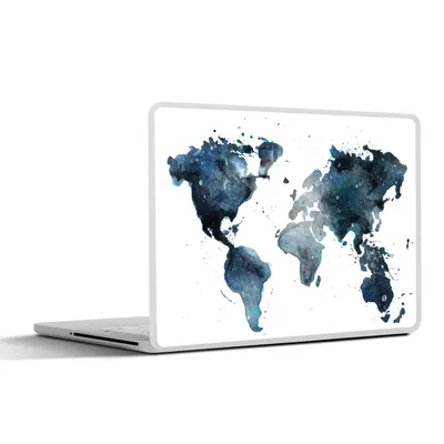Produktbild von MuchoWow® Laptop Aufkleber Sticker Cover Weltkarte - Blau - Abstrakt 31x22.5 cm - Laptop-Deko