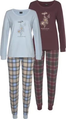 Produktbild von Vivance Dreams Pyjama 4 -teilig bordeaux-kariert, kariert-hellblau Größe 36/38