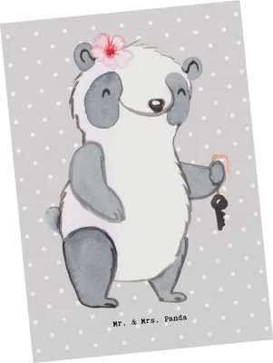 Produktbild von Mr. & Mrs. Panda Postkarte Vermieterin Herz - Grau Pastell - Geschenk, Grußkarte, einzelkarte, Postkarten, bildkarte, Ansichtskarten