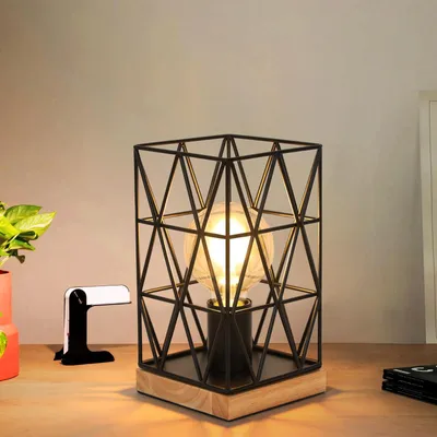 Zdjęcie produktu dla Lampa stołowa w stylu vintage, industrialna lampka biurkowa z gwintem E27, czarna metalowa lampa do biura