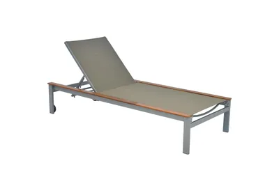 A single outdoor lounge chair on a white background.