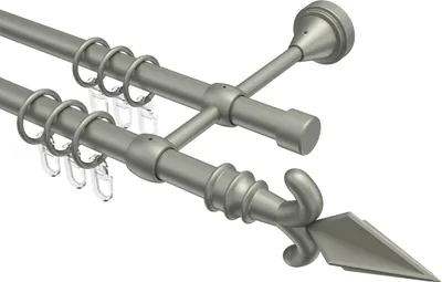Produktbild von Interdeco Gardinenstange / Vorhangstange Chrom matt, Typ Primus Matteo (Pfeil), 16 mm Ø 2-läufig, 100 cm