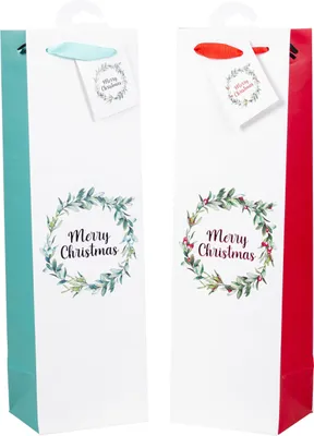 24 Weihnachtsflaschentüten mit Hotfoil, 40x10x12 cm, Papier