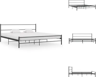 Image de vidaXL Cadre de lit noir métal 180×200 cm - Lits et sommiers à lattes