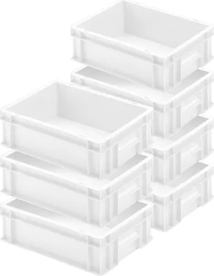 Produktbild von 7 Eurobehälter mit 2 Griffleisten, LxBxH 400x300x120 mm, weiß