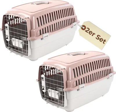 Produktbild von 2er Set Transportbox IATA Flugbox Flugzeug Hundebox Hunde Transportbox Katze Groß für 2 Tiertransportbox Katzentransportbox Gr. M
