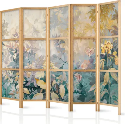 Obrázok produktu pre Japonský paraván 225x172 cm 5-dielny sivý