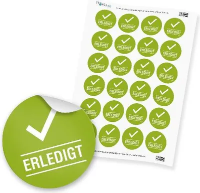 Produktbild von 24 x itenga Hinweis Aufkleber  Sticker „Erledigt“ (Motiv 65)