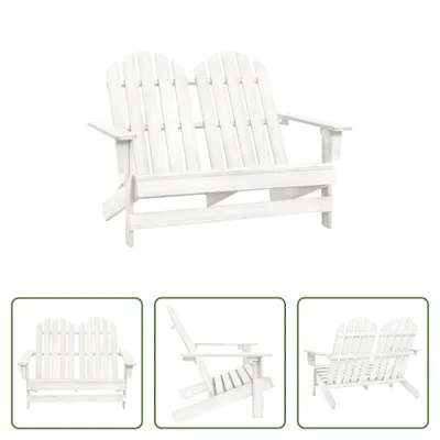 Produktbild von The Living Store 2-Sitzer Adirondack-Gartenbank Massivholz Tanne Weiß