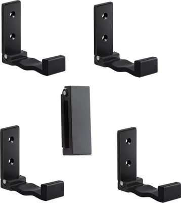 Produktbild von 5 Stück multifunktionaler Klapphaken | Faltbare Wandhaken | 90° Grad Wandhandtuchhaken | Kopfhörerhalter - Farbe [schwarz] - Kleiderhaken aus Aluminiumlegierung | Garderobenhaken | Wandhandtuchhaken