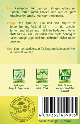 Produktbild von Radieschen 'Rundes Halbrot-Halbweiss' Quedlinburger Gemüsesamen