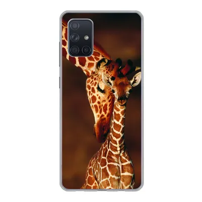 Produktbild von MuchoWow® Handyhülle Schutzhülle Hülle für Samsung Galaxy A51 Giraffe - Kalb - Porträt Silikon Softcase Handy Hülle - Schutzabdeckung