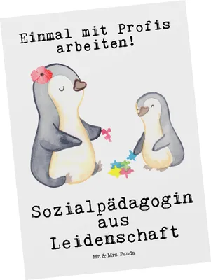 Produktbild von Mr. & Mrs. Panda Postkarte Sozialpädagogin Leidenschaft - Weiß - Geschenk, Postkarten, Ansichtskarten, Ansichtskarte, Grußkarte, Fotokarte