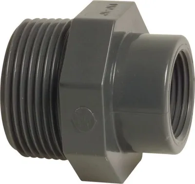 Produktbild von Profec Reduzierstück, PVC-U, 3/4 Zoll AG x 3/8 Zoll IG, 10 bar, grau