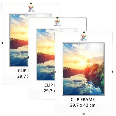 Obrázek produktu pro MG Design, sada 5 kusů rámečků A3, 29,7x42 cm – bez rámu, s akrylovým sklem a zadní stranou z HDF, vhodné pro fotografie/plakáty/puzzle, možnost vertikálního i horizontálního zavěšení