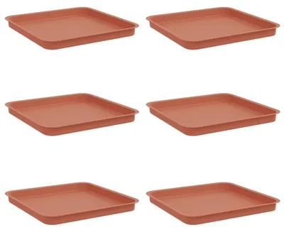Immagine prodotto di vidaXL - Set di 6 sottovasi quadrati, color mattone, 36 x 36 x 2,5 cm